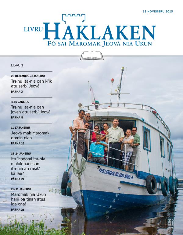 Pájina primeiru husi Livru Haklaken edisaun estudu, 15 Novembru 2015