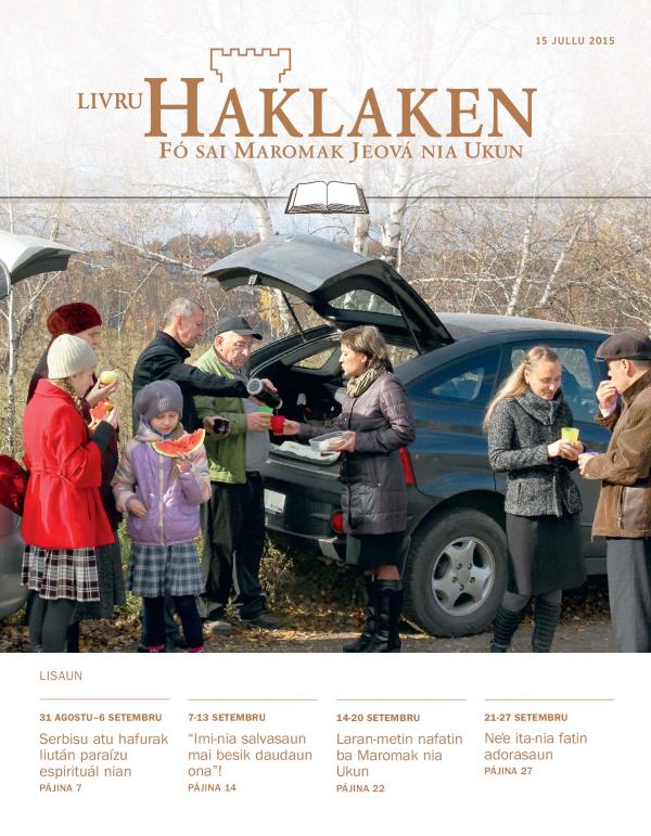 Pájina primeiru husi Livru Haklaken edisaun estudu, 15 July 2015