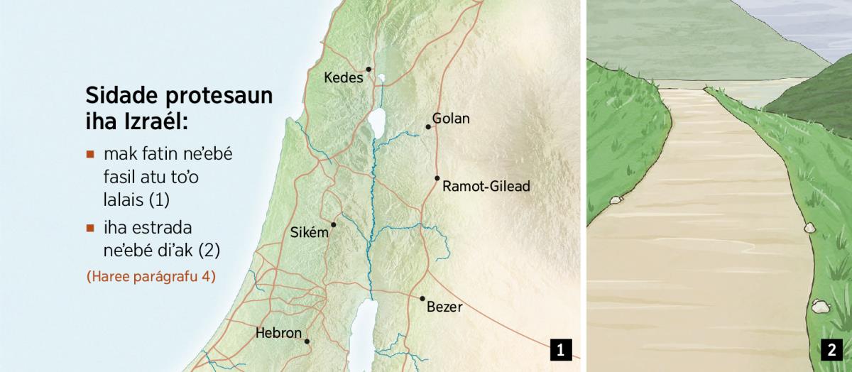 Mapa neʼebé hatudu sidade protesaun neen iha Izraél no dalan neʼebé diʼak