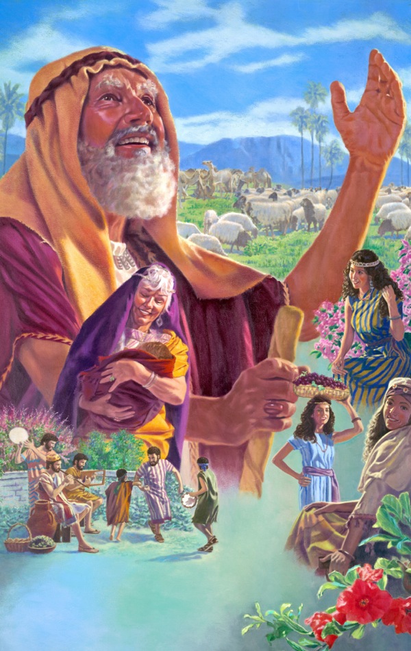 โยบอยู่อย่างมีความสุขกับภรรยาและลูกสิบคน