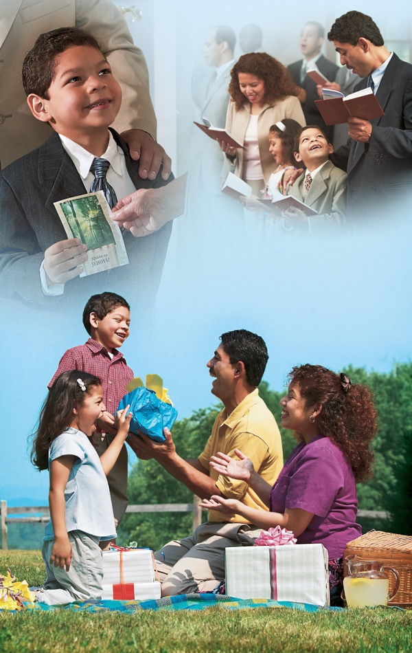 ภาพ​ครอบ​ครัว​ไป​ประกาศ​ข่าว​ดี ไป​ประชุม​พร้อม​กัน​เป็น​ครอบ​ครัว และ​ไป​ปิกนิก​และ​ให้​ของ​ขวัญ​กัน