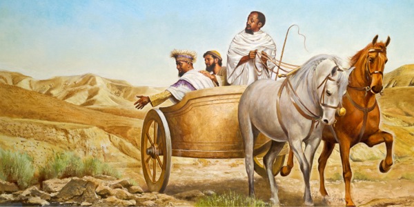 ฟิลิปกับขุนนางชาวเอธิโอเปียคุยกันเรื่องบัพติสมา