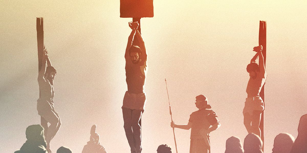 พระ​เยซู​ถูก​ตรึง​อยู่​ระหว่าง​โจร 2 คน