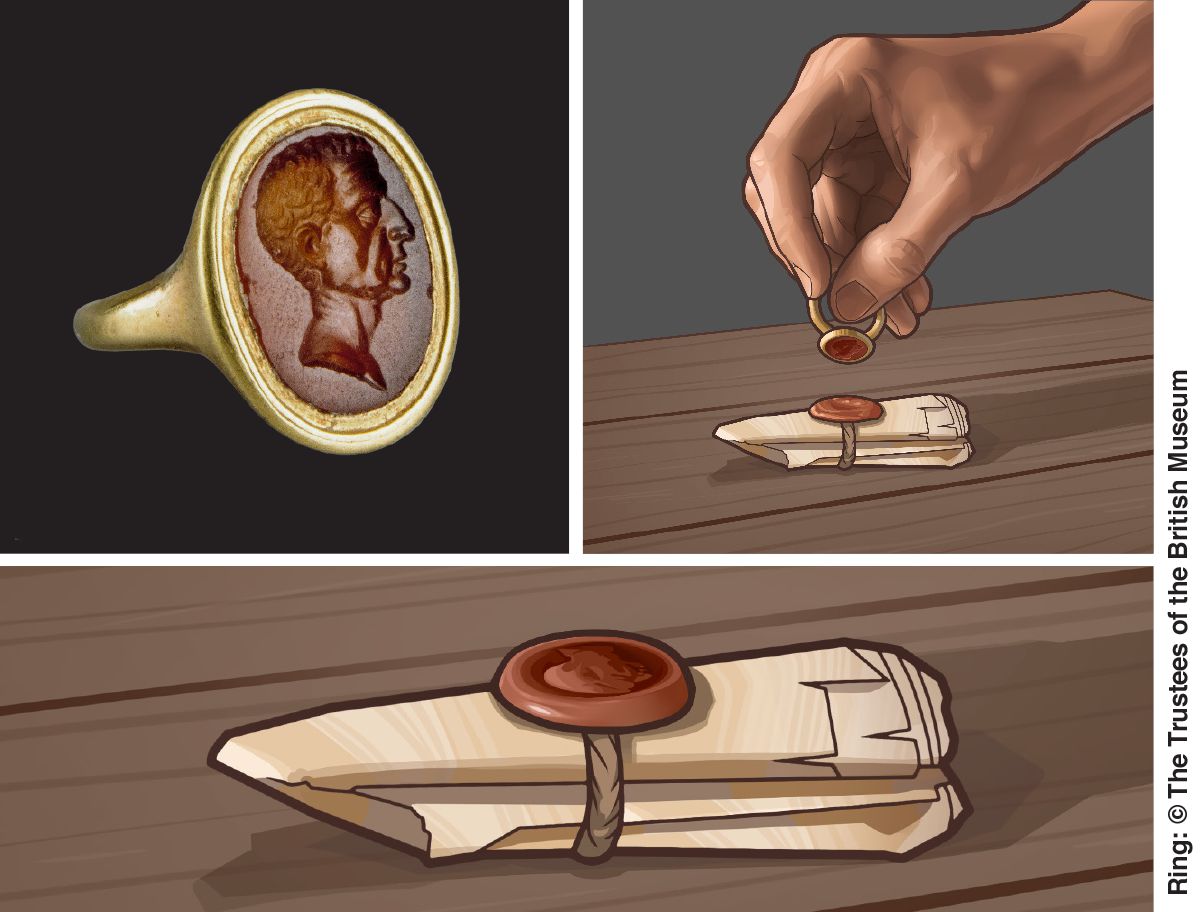 แหวน​ตรา​ที่​ถูก​ใช้​เพื่อ​ประทับ​บน​เอกสาร