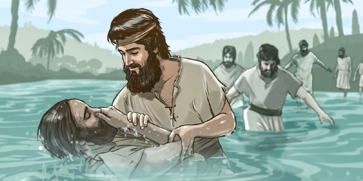 ยอห์น​กำลัง​ให้​บัพติศมา​ผู้​คน