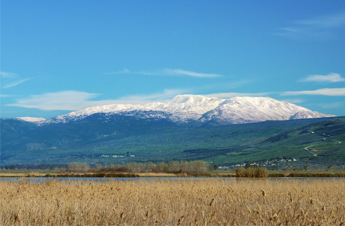 Bundok Hermon Mula sa Hula Valley Nature Reserve