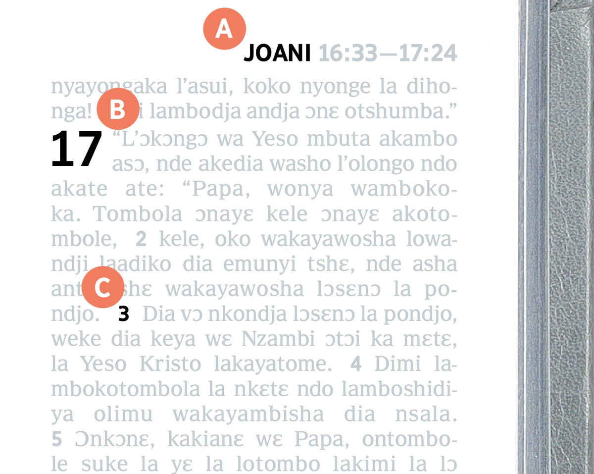 Ɛsinyɛ yɛnya awui wɔtɛkɛtami lo dɛta A, B, la C lo lɛkɛ lɔmɔtshi la lo Bible.