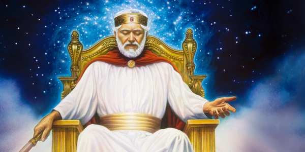 Jesús sentado en el trono del Reino celestial