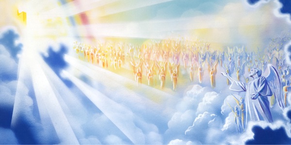 Ángeles del cielo, Satanás entre ellos, reunidos ante Dios