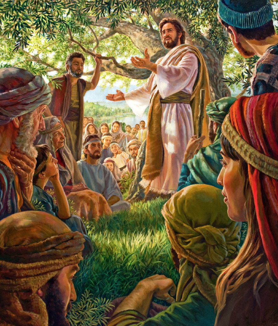 Jesús hablándoles a muchos de sus discípulos.