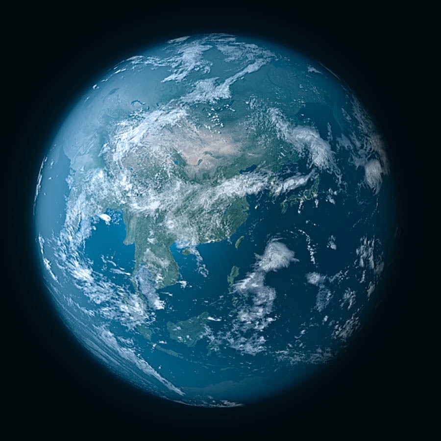 La Tierra suspendida sobre la nada en el espacio