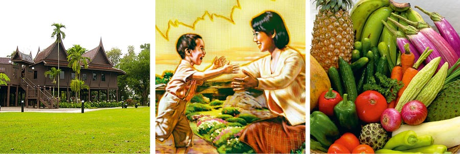 Una casa; un niño resucitado; frutas y verduras