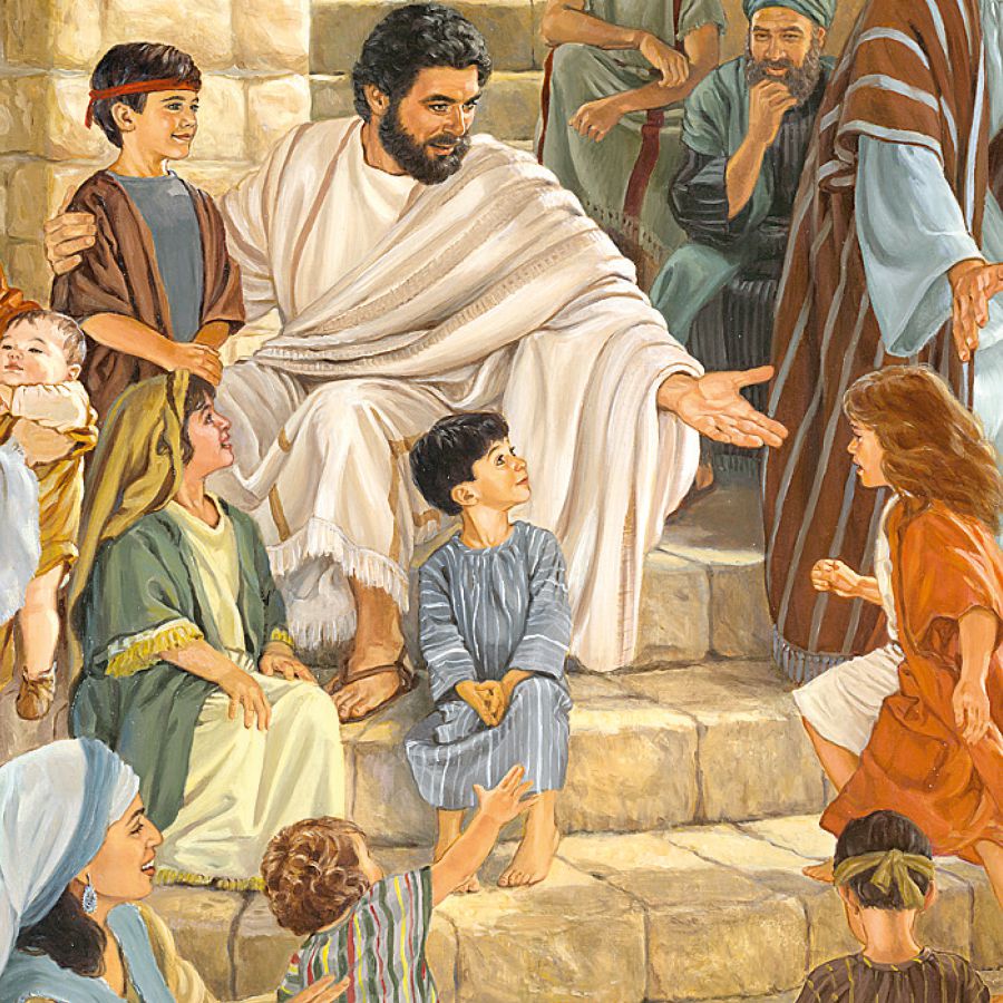 Jesús invitando a unos niños a acercarse a él
