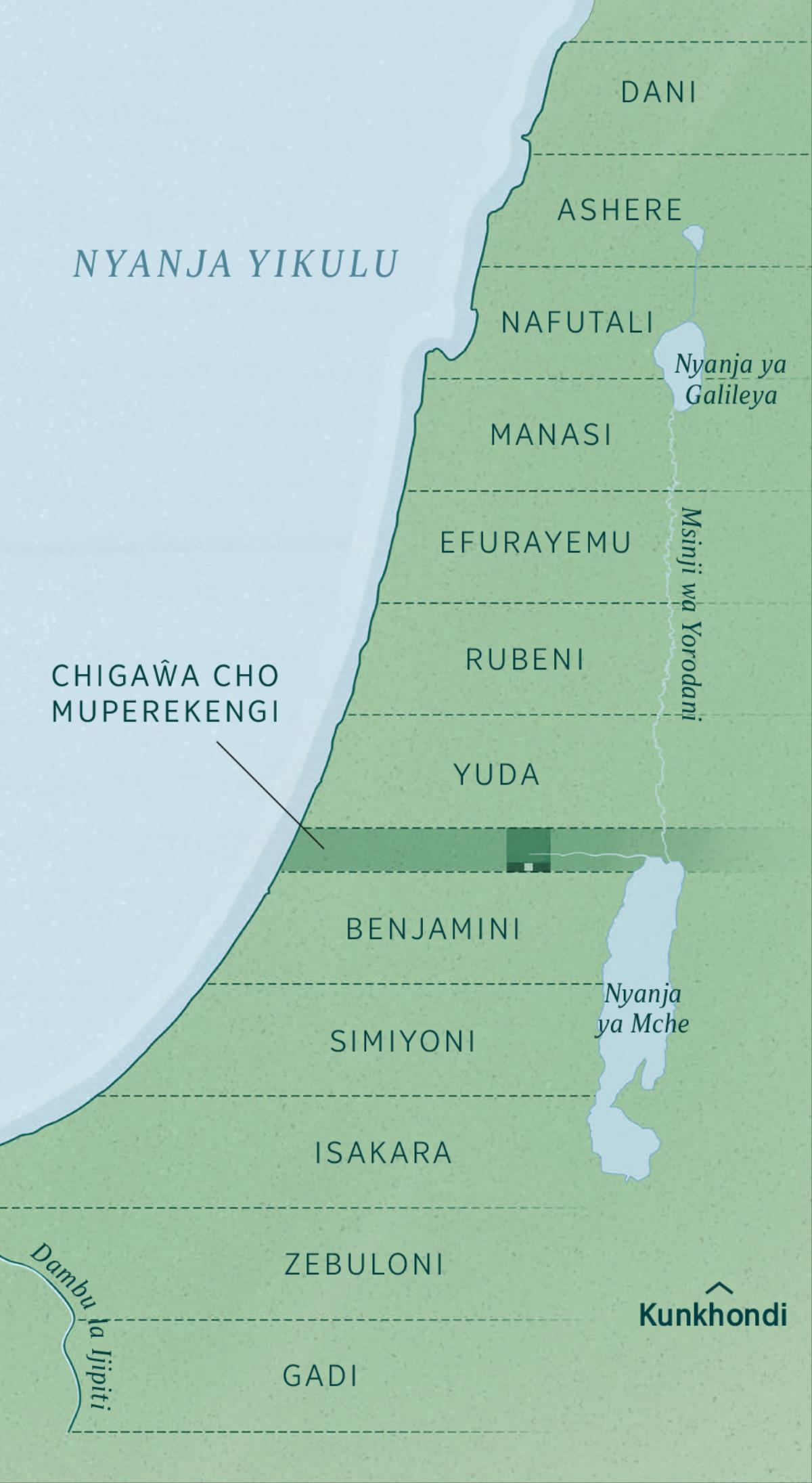Mapu ngakulongo mphaka za malu ngo ngangugaŵika kwa Ayuda wo anguweku ku ukapolu nge mo Ezekiyeli wangulembe. Vihara va mafuku vagaŵika mwakuyanana kutuliya kunkhondi mpaka kumwera, kwambiya ndi fuku laku Dani, Ashere, Nafutali, Manasi, Efurayemu, Rubeni, Yuda, Chigaŵa cho Muperekengi (gulu lo litendeska vinthu), Benjamini, Simiyoni, Isakara, Zebuloni ndi Gadi.