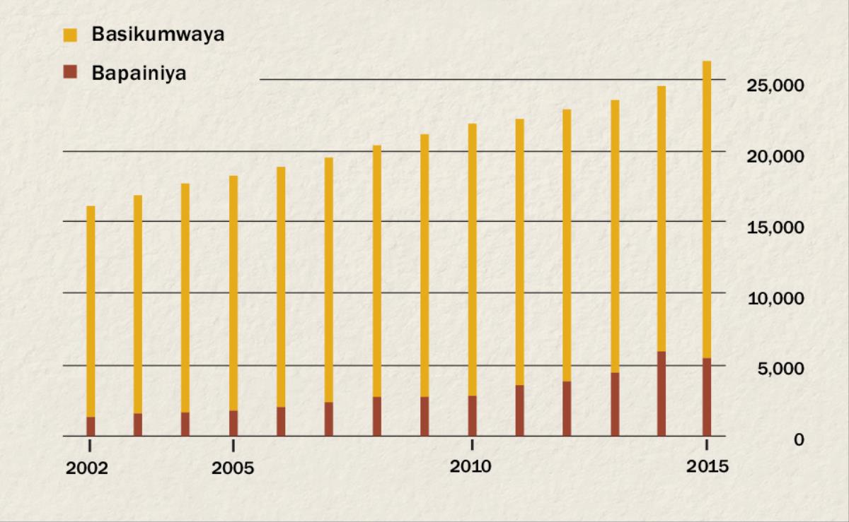 Ccaati iitondezya mweelwe wabasikumwaya abapainiya mu Indonesia kuzwa mu 2002 kusikila mu 2015