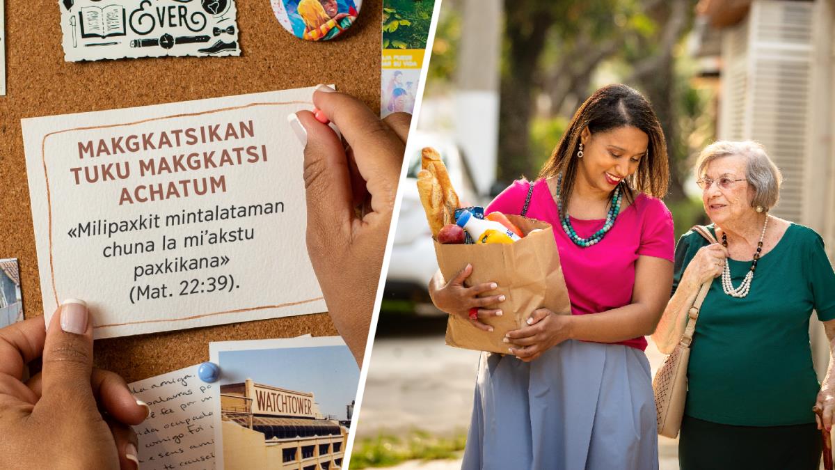 Makgapitsi dibujos: 1. Chatum tala puskat mawaka maktum tarjeta kʼakgtum tablero chu anta tsokgnit «makgkatsikan tuku makgkatsi a chatum» chu tuku wan Mateo 22:39. 2. Tala makgtaya tiku lina kata chu linima tuku kitamawalh.