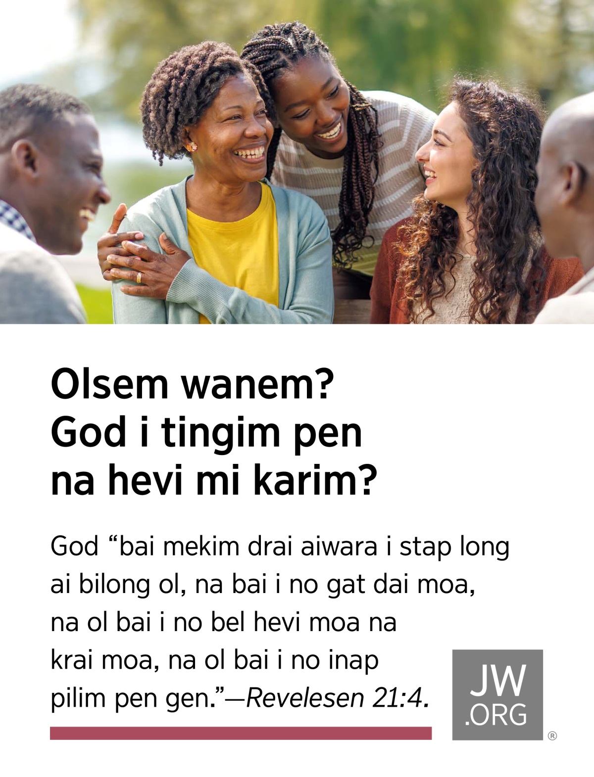 Ol pren i gat kain kain krismas i amamas long bung wantaim long wanpela pak.