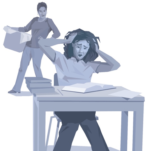 A mother observing her stressed-out teenage daughter