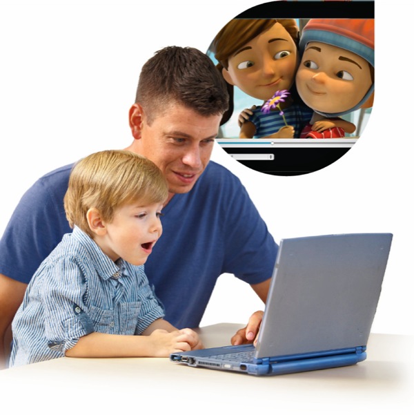 A father and his young son visiting the Children section on jw.org