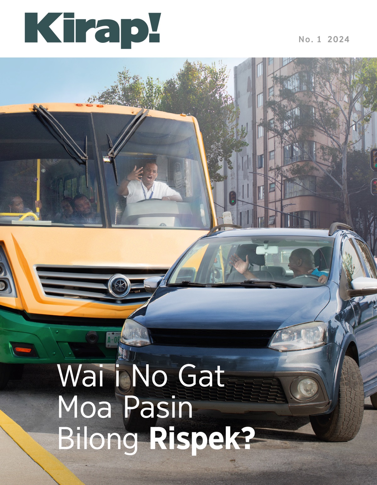 Bas draiva i kros na singaut bikmaus long narapela draiva i sot kat long fran bilong em long trafik.