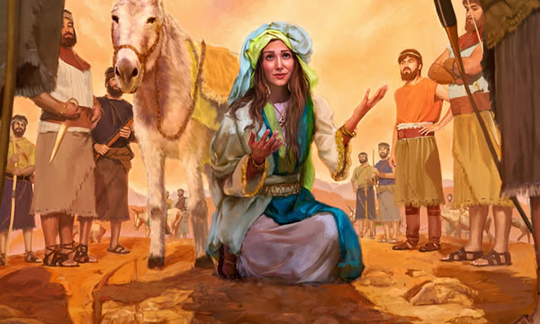 Abigel i lusim donki na i go daun, na brukim skru long ai bilong Devit