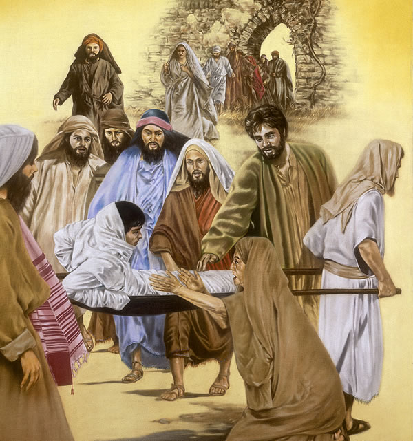 Jesus resurrecting a man
