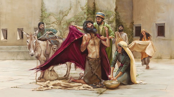 Manasseh being restored to his kingship in Jerusalem