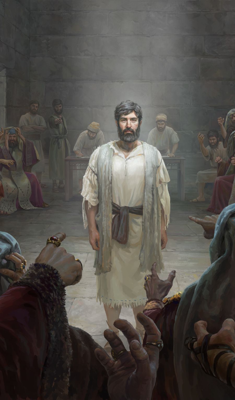 Stiven i stap isi taim em i sanap long kot bilong Sanhedrin