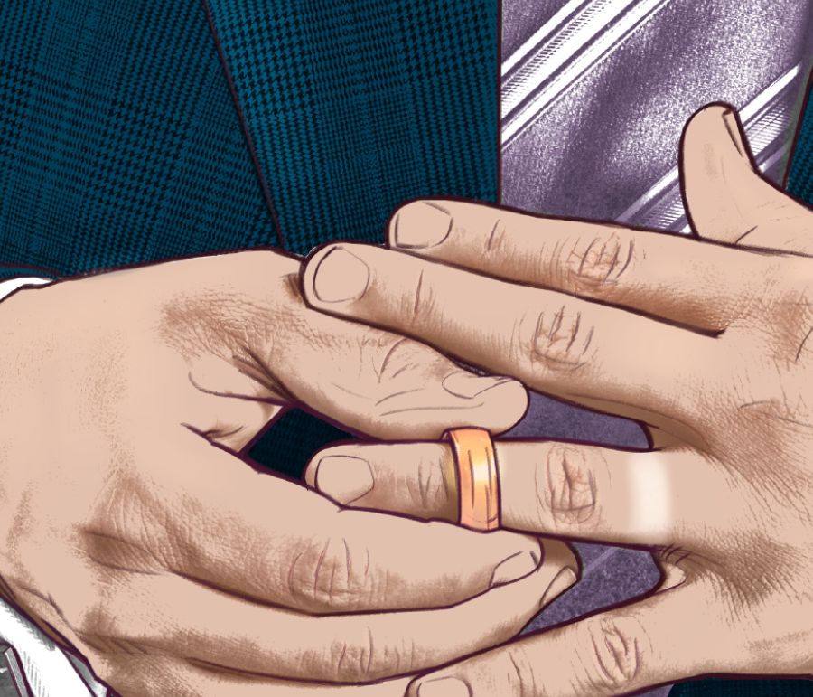 Wanpela man i rausim weding ring long pinga