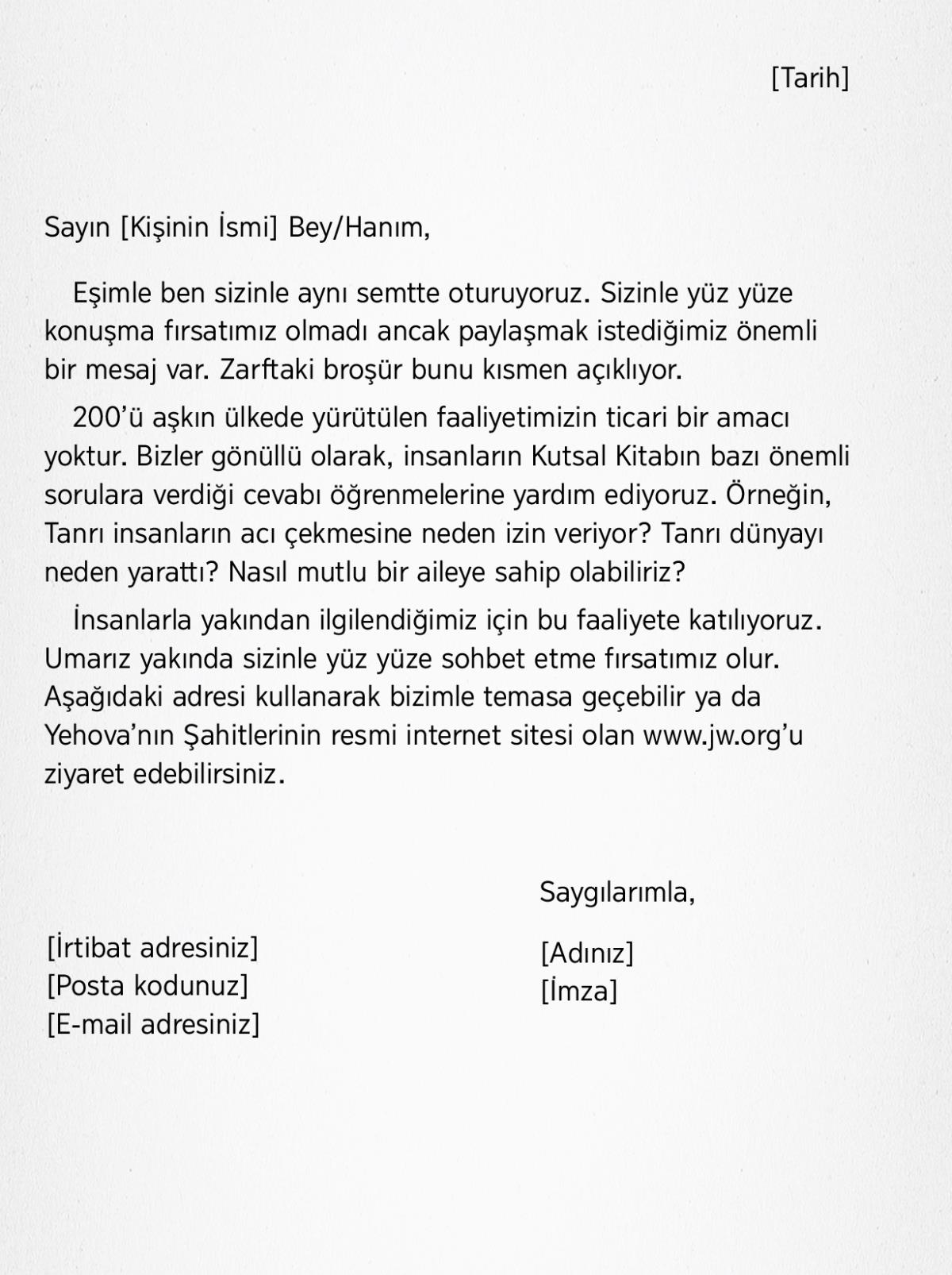 Örnek mektup