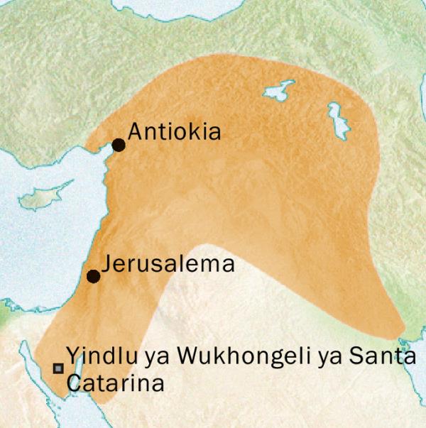Mapa wa matshamu ma nga ranzele Antiokia ni Jerusalema ku nga matshamu lawa ku nga wulawulwa a xiSiria
