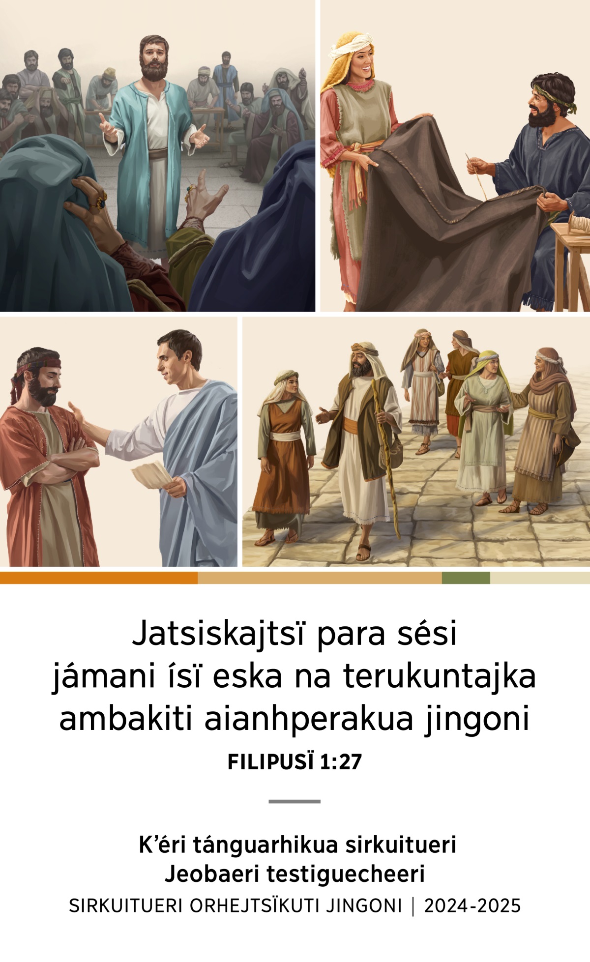 Imajeniicha: 1. Estebani aianguasïndi Kʼérati Juesiichani ambe enga jakajkujka. 2. Ákila ka Prisila kuákueni jásïksï ma úxati enga sïkuiriirika. 3. Felipe, témba ka imeeri kuatru nanakeechaksï xanharu jimbo niraxati. 4. Titu orhejtsïkuti ma jingoni uandontskuarhexati.