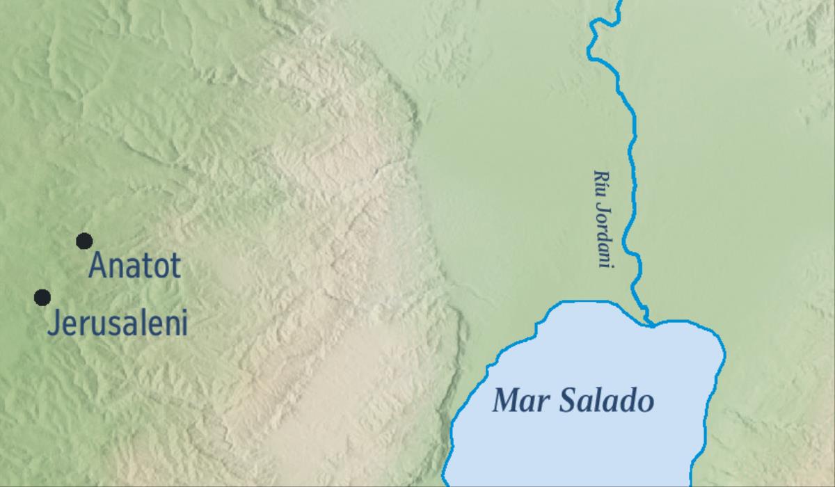 Mapa ma enga xarhatajka Jerusaleni ka ireta Anatot nani enga Jeremiasi andajpenupka