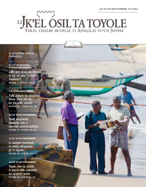 Ta pajina 1 Li Jkʼel osil ta toyole (sventa chichʼ chanel), ta 15 yuʼun septiembre ta 2014