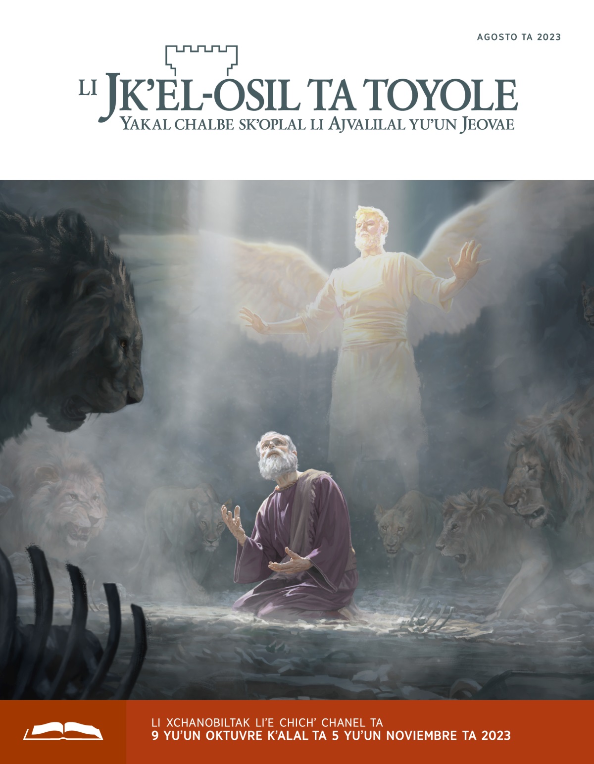 Li j-alkʼop Daniele joyobtabil ta leonetik; skʼeloj muyel vinajel. Li ta spate te xvilet jun anjel ti yakal chchabiate.