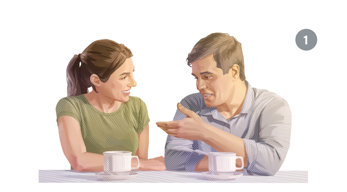 A.‏ ئە‌ر-‏ئايال بىللە قە‌ھۋە ئىچىپ پاراڭلىشىۋاتىدۇ.‏