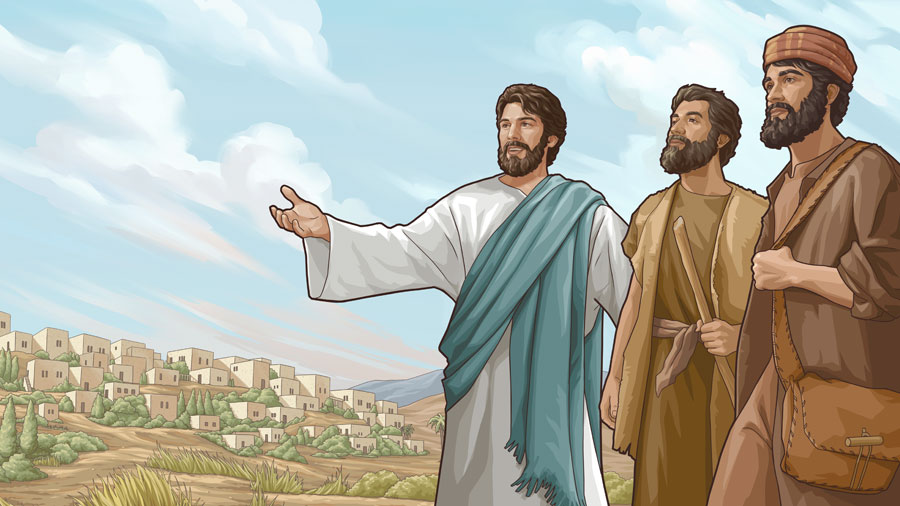 ئە‌يسا ئىككى شاگىرتىنى ۋە‌ز قىلىشقا ئە‌ۋە‌تىۋاتىدۇ.‏