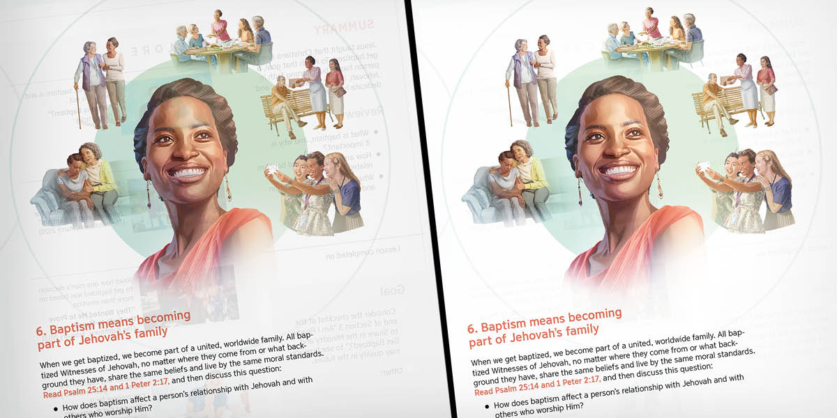 Дві сторінки книжки для порівняння. 1. Зліва: сторінка з тонкого паперу, видно, що ілюстрація з попередньої сторінки просвічується. 2. Праворуч: сторінка з цупкішого паперу, ілюстрації з попередньої сторінки не просвічуються.