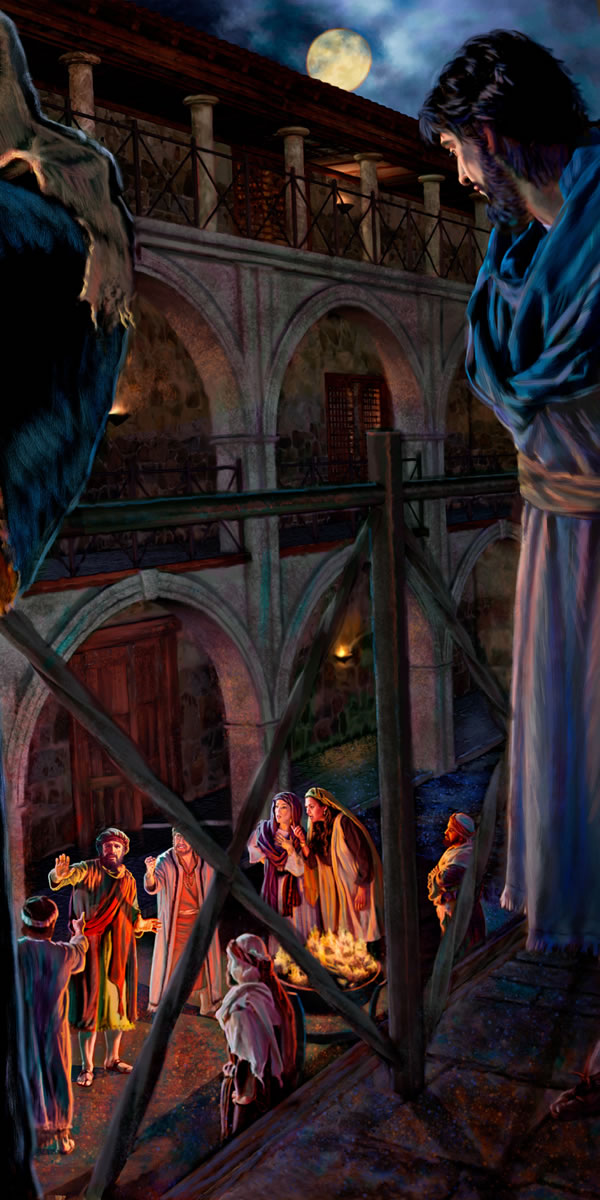 Ісус з балкона дивиться на Петра