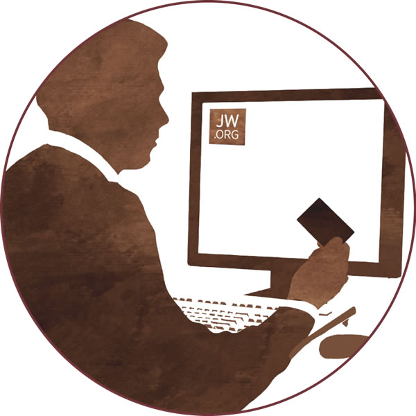 Чоловік робить пряму пожертву через сайт jw.org