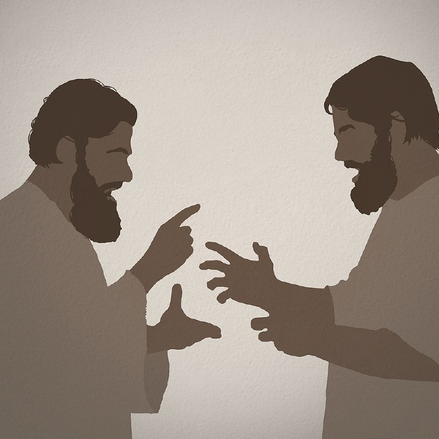 Двоє чоловіків у першому столітті сперечаються