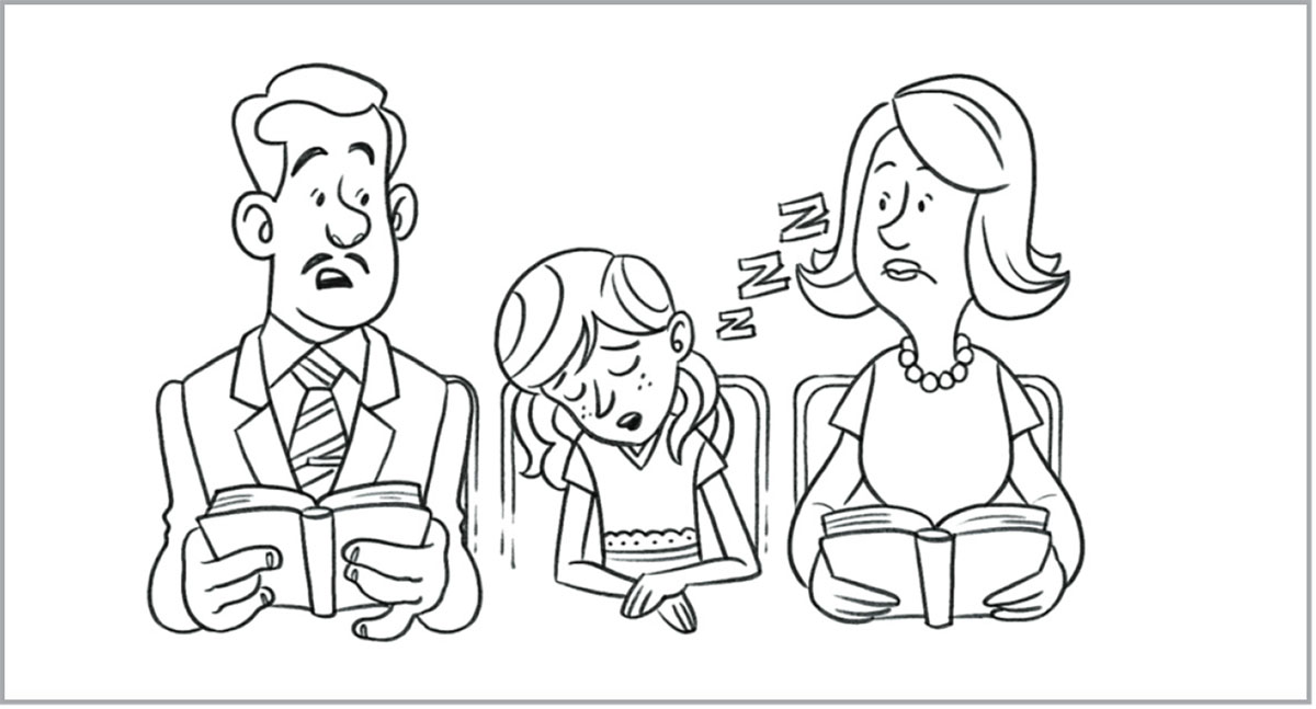 Дівчина спить під час зібрання