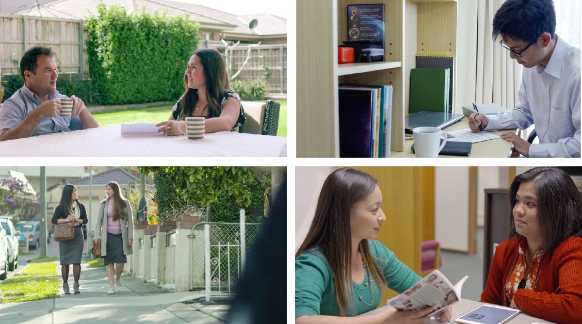 Молода сестра розмовляє з батьком про піонерське служіння; молодий піонер складає графік служіння; молода піонерка у служінні з іншою молодою сестрою; молода піонерка проводить біблійне вивчення