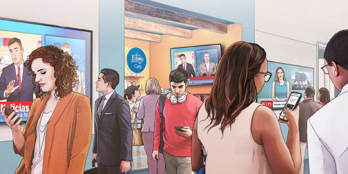 Люди отримують інформацію через телевізор і мобільні пристрої