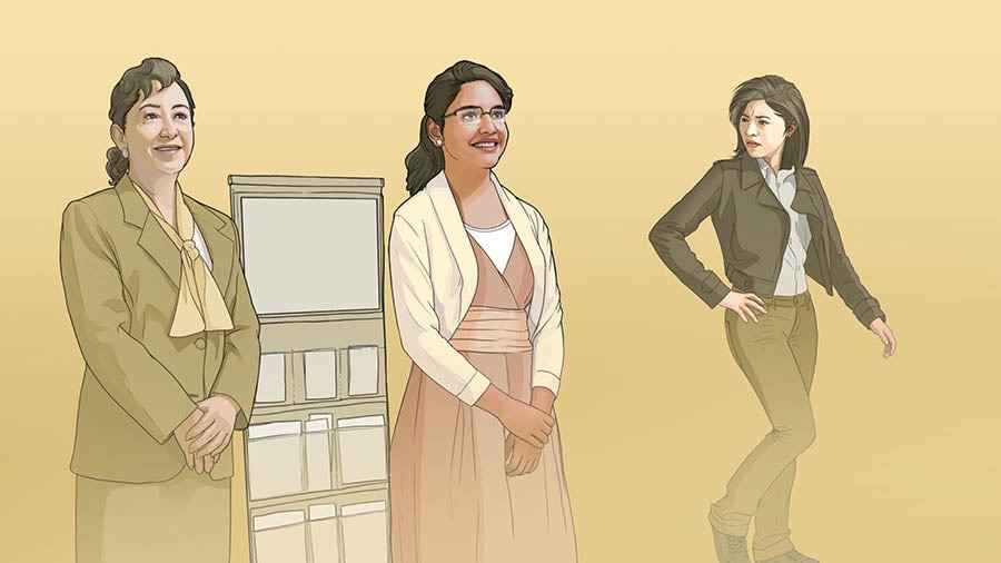 Дівчина пишається тим, що стоїть біля стенда з літературою, коли поруч проходить її колишня світська подруга