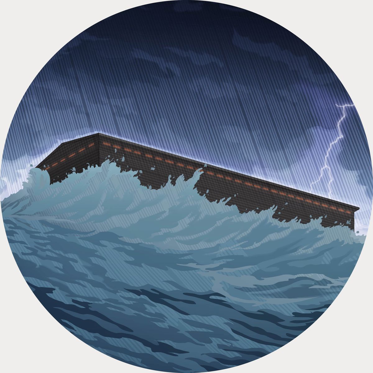 Ковчег плаває на поверхні води.