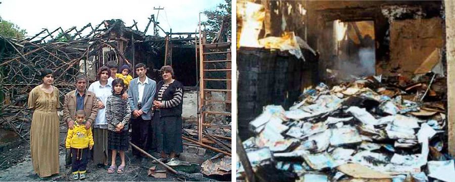 Спалений склад літератури і будинок сім’ї Шамоян