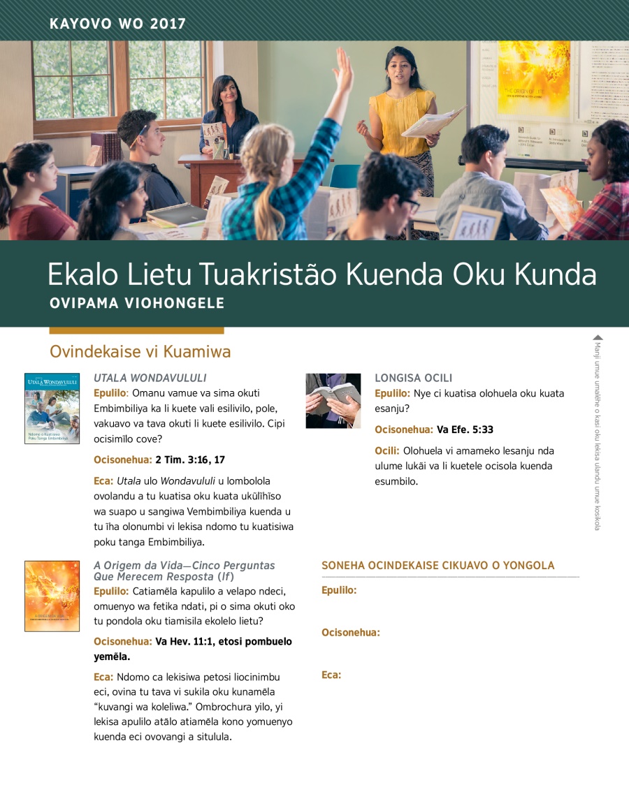 Ekalo Lietu Tuakristão Kuenda Oku Kunda—Ovipama Viohongele, Kayovo wo 2017