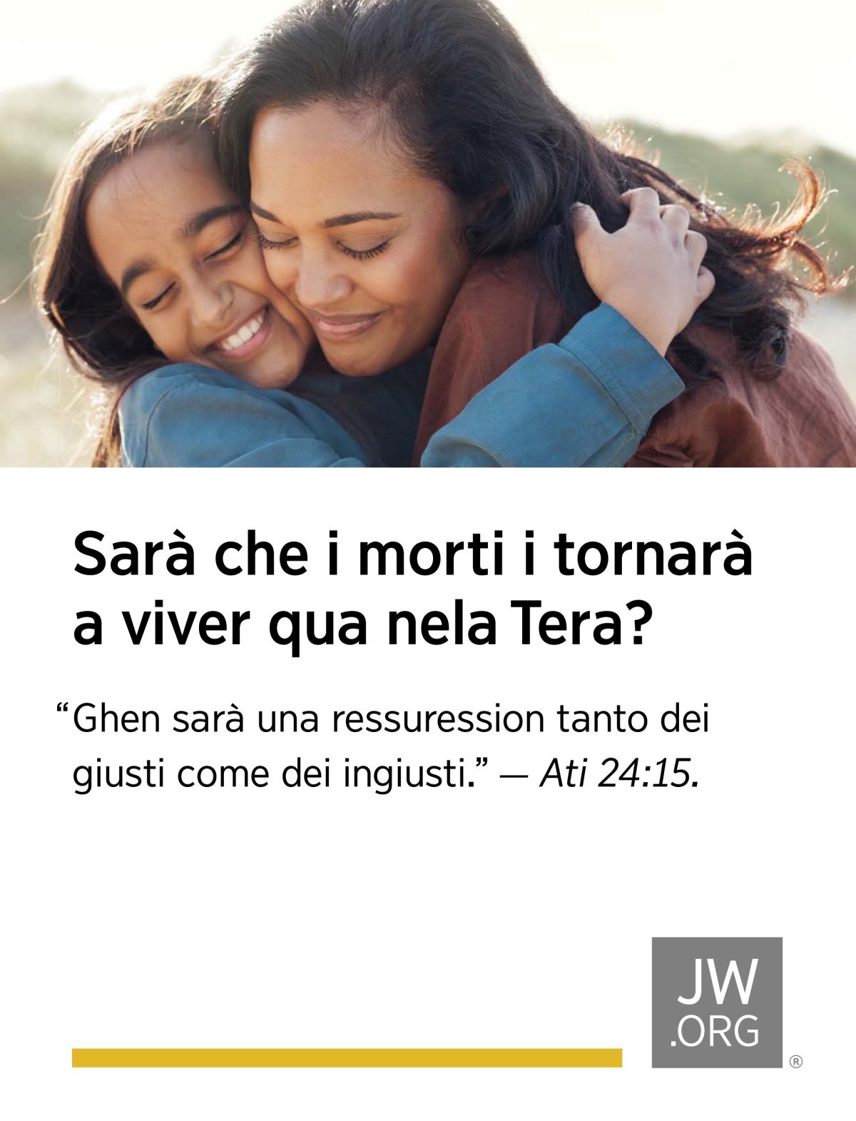Una mare la ze drio darghe un strucon ala so fiola nte un bel giorno de sol.