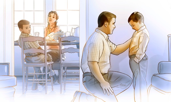 Người cha sửa dạy con ở chỗ riêng khi người mẹ cùng anh trai ở phòng khác